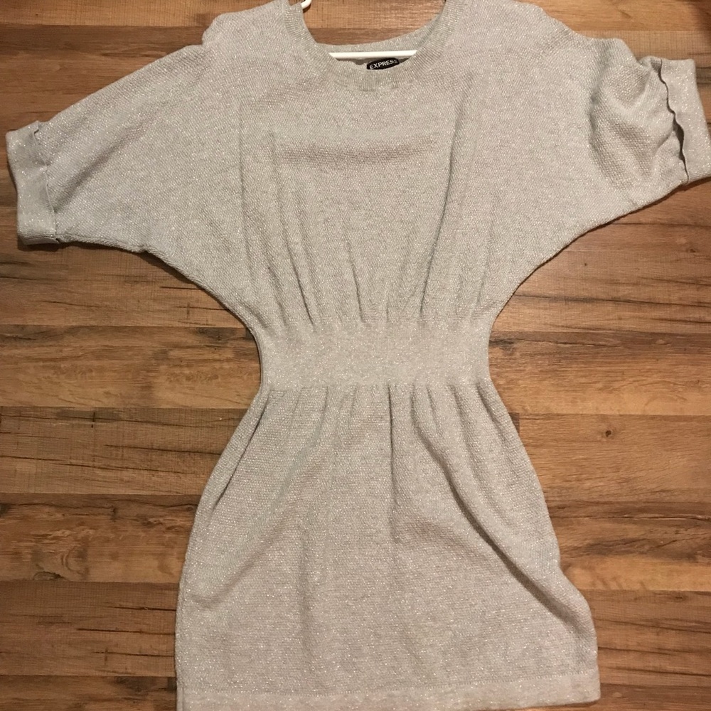 Express silver shimmer sweater dress - sz M